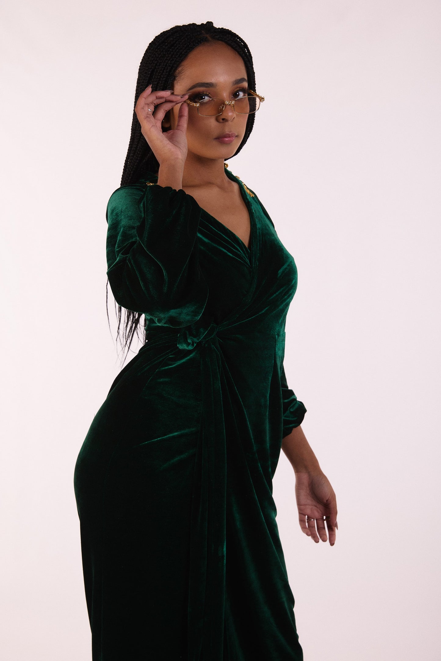 Emerald Velvet Wrap Dress – Modest ...